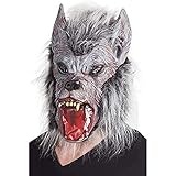 Boland 97515 Latex Kopfmaske Werwolf mit Haar, grau, Taglia Unica