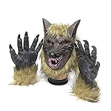 thematys® - Werwolf Kostüm Set - Böser Wolf Maske mit Klauen...