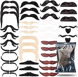 36x selbstklebend Bärte mit div. Schnurrbart Schnurbert Bart Fake...