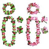 AWCIGG Hawaii Kette Set, Grün Violett Rosa Hawaii Blumenkette...