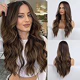 HAIRCUBE Lange braun Perücke Natürliche synthetische, wellenförmige...