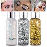 Prreal Body Glitter gel, 3 Bottle Mermaid Sequins Chunky Glitter...