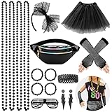 WILDPARTY 80er Jahre Kleidung Damen Schwarz Set, Kostüm Accessoires...