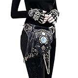 Keyzone Gothic Vintage Steampunk Tasche Damen Leder Gürteltasche...