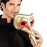 Amakando Venezianische Maske - Gold-rot - Pestmaske Maskenball...