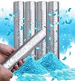 Gender Reveal Konfetti Kanone Poppers - 4er-Set Blau - 100% Biologisch...