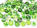 50 x Glascabochons 12mm Kleeblatt Mix rund Glas Cabochons...