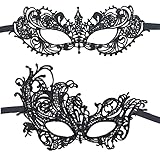 Yunzen 2 Stücke Schwarz Spitze Maske Maskerade Damen Sexy Augenmasken...