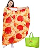 Pizza Decke 200cm Doppelseitig, Riesen Runde Neuheit Pepperoni...