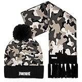 FORTNITE - Kinder Mütze & Schal Set - Grau Wollmütze & Handschuhe...