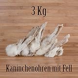 3 Kg ca. 240 Stück Kaninchenohren mit Fell fettarm Barf wie...