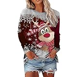 Weihnachtspulli Lustig Damen Langarm Rudolph Rentier Elfe...