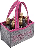 ReWu Tragetasche Prosecco to go Handtasche Aus Filz In Grau und Pink...