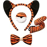 Aoriher 4 Stück Kinder Karneval Tiger Kostüm Kits Tiger Ohr...