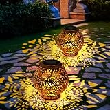2 Pack Solarlaterne für außen, SWANEW Metall Solarlampen für Außen...