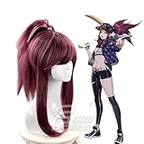 Role Play Game LOL Akali cosplay wig women purple high ponytail The...