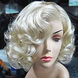 TANTAKO® Vintage Kurze Lockige Hell Blonde Synthetische Perücke für...
