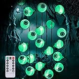 Halloween Grüne Augapfel-Lichterkette mit Fernbedienung, 30 LEDs...