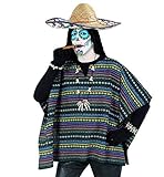 KarnevalsTeufel Kostüm Set Poncho und Sombrero 2-TLG. Hut Mexikaner...