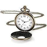 Yaomiao Vintage Taschenuhr Glatte Quarz Taschenuhr mit Kette Antik...