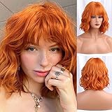 HAIRCUBE Short Curly Auburn Bob Perücken für Frauen Synthetische...