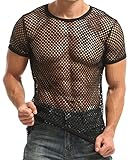 Manview Herren Unterhemd Netzstruktur - Netzhemd mit halbem Arm (L)