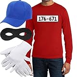 Panzerknacker Banditen Kostüm Langarm-Shirt + MÜTZE + Maske +...