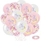Einhorn Luftballons für Mädchen, 12 Zoll Pastell Rosa Weiß Einhorn...