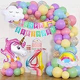 Einhorn Geburtstagsdeko 4 Jahr Mädchen, Einhorn Deko Kindergeburtstag...