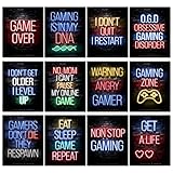 12 Stück Videospiel-Poster, Neon-Gaming-Poster, Kunst Poster zum...
