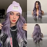 Esmee 24 Zoll Ombre lila bis grau Perücken für Frauen synthetische...