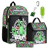 Minecraft Schulrucksack Jungen Set, Kinderrucksack Jungen...