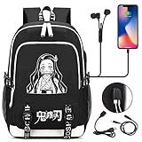 EDMKO Laptop Rucksack mit USB-Ladeanschluss Japanische Anime Demon...