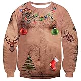 Psafagsa Weihnachtspullover Herren Lustige 3D Langarm Sweatshirt Damen...