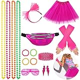 80er Jahre Kleidung Damen Rosa Set, Kostüm Accessoires 80er,...