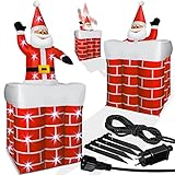KESSER® Aufblasbarer Weihnachtsmann 178cm Groß aus-dem-Schornstein...