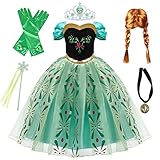 Kosplay Mädchen Anna Prinzessin Kleid mit Zubehör Perücke ELSA...