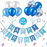 Happy Birthday Girlande Blau, Happy Birthday Banner Geburtstagsdeko...