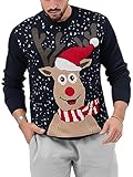 GeGekoko Weihnachtspullover Herren Strickpullover mit Rundhals...
