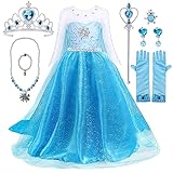 Prinzessin Kleid Mädchen, Eiskönigin Elsa Kleid mit Elsa Krone...