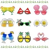 Amokee Party Brille 9Pcs, Lustige Sonnenbrille Hawaiian Tropical...