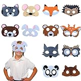 Gxhong Tiermasken für Kinder, 12 Stück Filz Tier Cosplay Party...