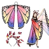 BETESSIN Schmetterling Umhang Damen mit Haarreif Schmetterlingsflügel...