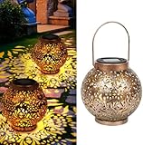 2 Pack Solarlaterne für Außen, Tubiaz Metall Solarlampen Solar...