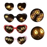 AWAVM 4 Stücke Herz Brille Effekt, 3D Heart Glasses Beugungs Brille...