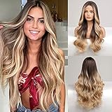 HAIRCUBE Dark Ombre Braun Lange Lockige Spitze Perücken für Frauen...