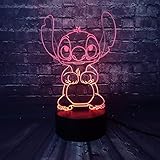 Stitch Teddy-Lampe, 3D-Optik, Sicher für Babys, Smart-Sensor,...