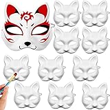 ZDQC 10 Stücke Maske DIY,Katzenmaske Weiß,Masken zum Bemalen,Fuchs...