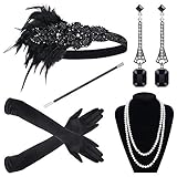 Sinoeem 1920s Kostüm Damen Flapper Accessoires Set 20er Jahre...