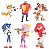 BESTZY Sonic Figuren Set, 6 Stück Sonic Cake Toppe Sonic Geburtstags...